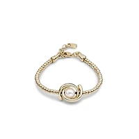 UNOde50 One Strand Elastic Double Moon Bead Metal Bracelet