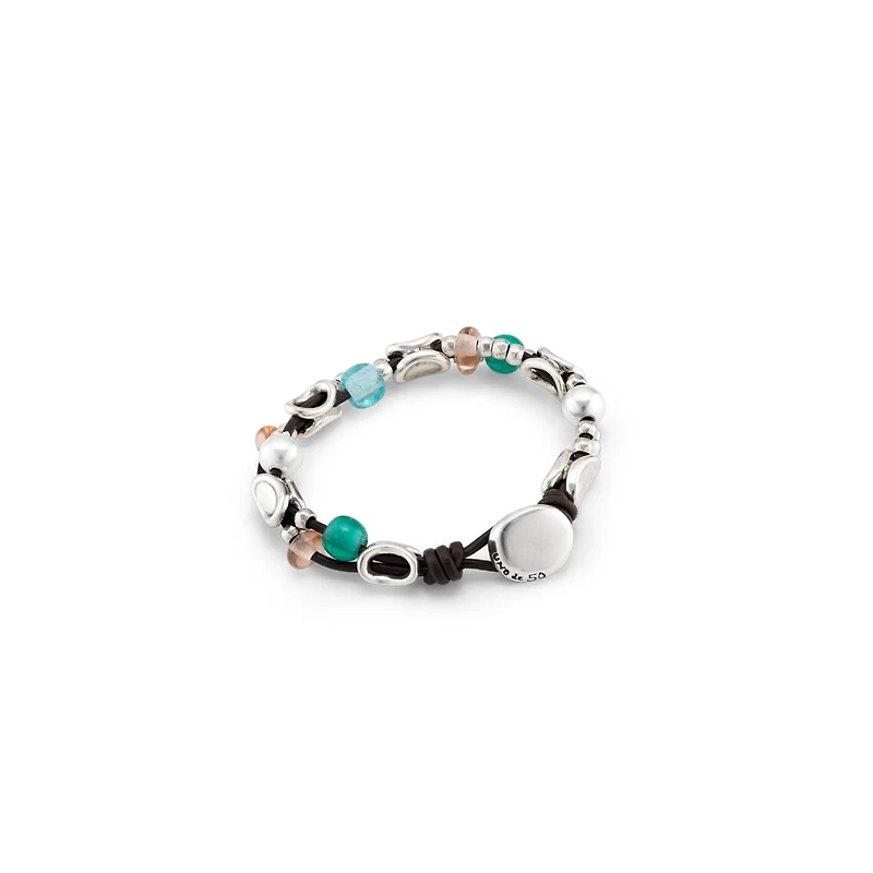 UNOde50 Sterling Silver-Plated Links and Handmade crystal Bracelet