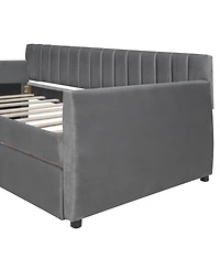 Streamdale Furniture Twin Size Upholstered Daybed With Drawers, Wood Slat Support