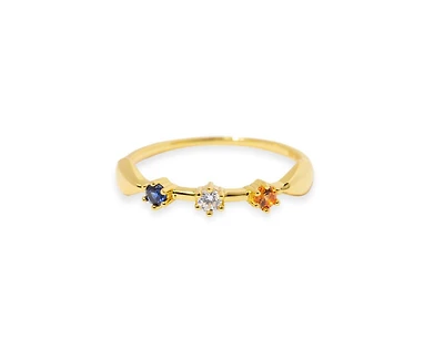 Sterling Silver Multicolor Sapphire Accent Ring