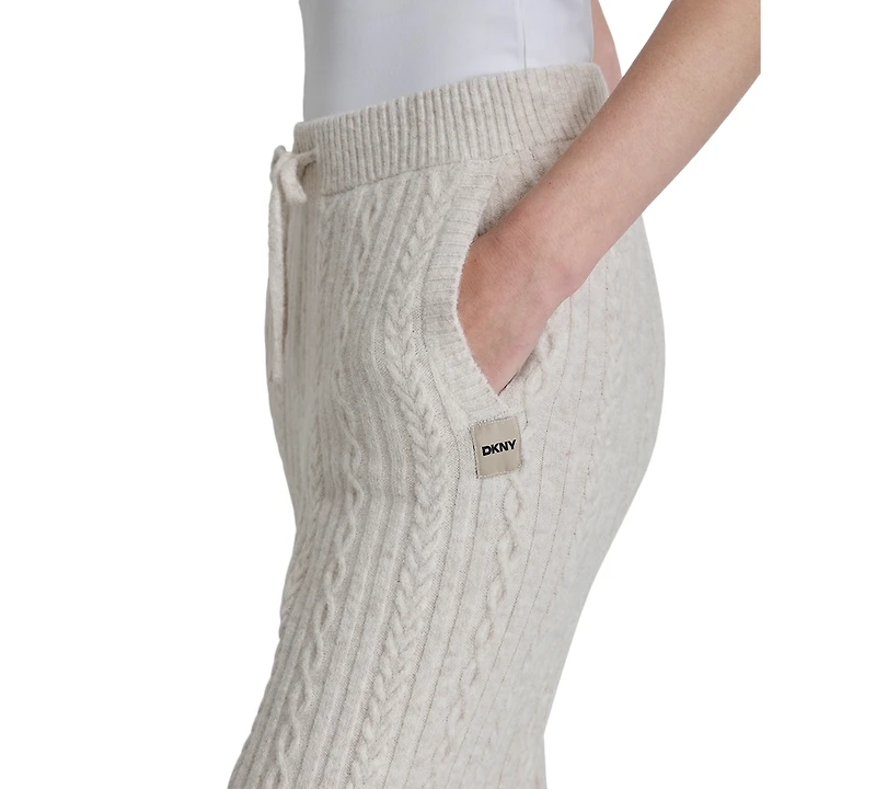 Dkny Sport Women's Drawstring Cable Knit Joggers