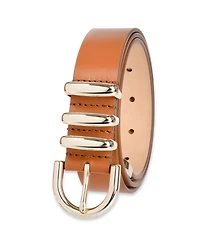 Cole Haan Women's Modern Triple Keeper Beveled Edge Leather Belt