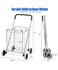 Sugift Portable Folding Shopping Cart Utility for Grocery Laundry