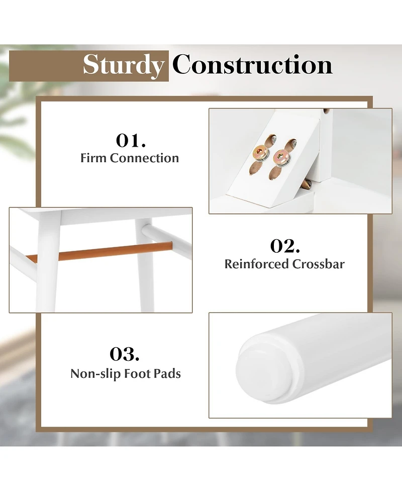 Gymax Set of 2 Nightstand Bedside End Table Solid Wood Legs White