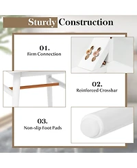 Gymax Set of 2 Nightstand Bedside End Table Solid Wood Legs White