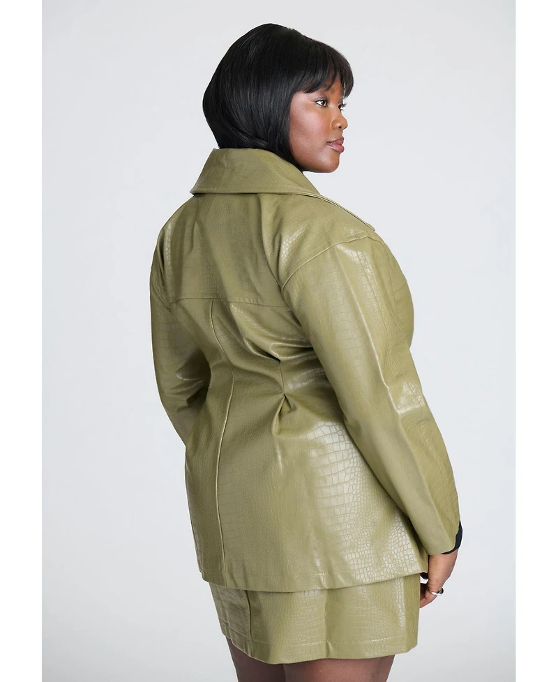 Eloquii Plus Size Croc Faux Leather Jacket
