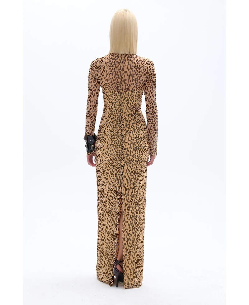 Nocturne Women's Leopard Print Long Sleeve Dress