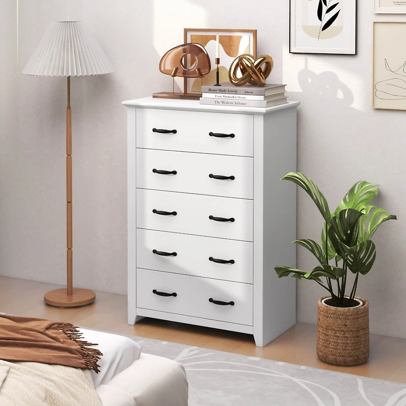 5 Drawer Chest Storage Dresser Tall Cabinet Organizer Bedroom Hallway