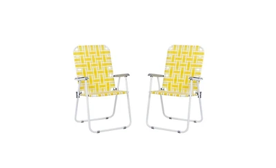 Slickblue Set of 2 Folding Beach Chairs – Steel Tube Frame, 120kg Weight Capacity