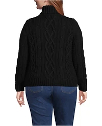 Lands' End Plus Drifter Cable Turtleneck Sweater