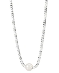 Grown With Love Cultured Freshwater Pearl (8mm) & Lab-Grown Diamond (2-3/4 ct. t.w.) Collar Necklace in 14k White Gold, 16 + 2" extender