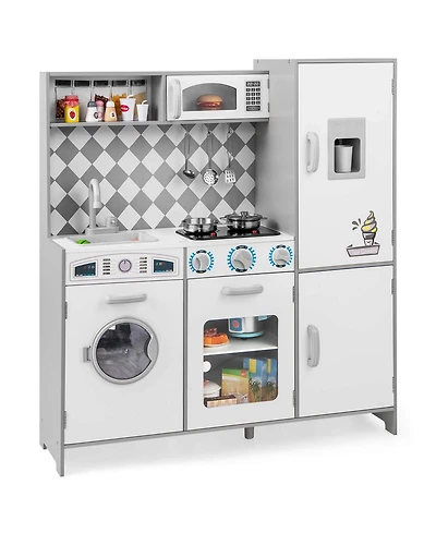 Kids Kitchen Playset with Realistic Lights & Sounds Ice Maker Stoves Sink Oven