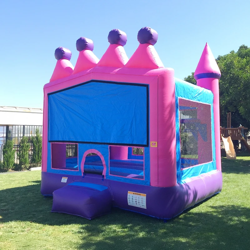 JumpOrange Commercial Grade Inflatable Princess Tiara Bounce House with Blower, Backyard Party Moonwalk Size, Outdoor Play for Kids
