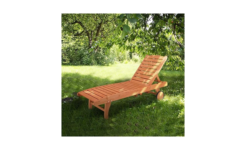 Slickblue Outdoor Garden Fir Wooden Bed with Wheels and Drawers