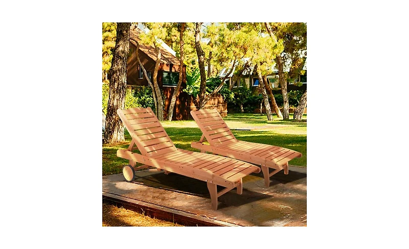 Slickblue Outdoor Garden Fir Wooden Bed with Wheels and Drawers