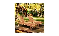 Slickblue Outdoor Garden Fir Wooden Bed with Wheels and Drawers