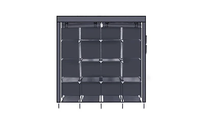 Slickblue 67" Portable Wardrobe Storage Rack with 12 Shelves and 4 Side Pockets for Organized Clothes Storage