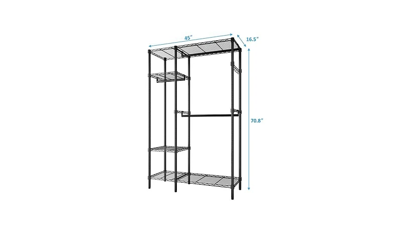 Heavy-Duty Metal Clothing Rack – Portable Wardrobe Organizer with Hanger and Storage Shelf