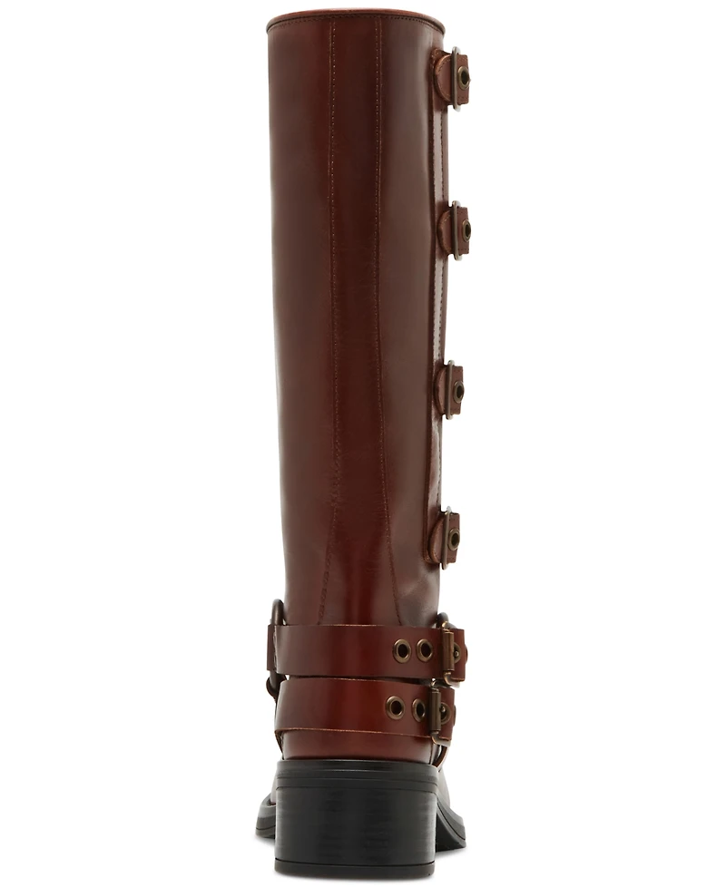 Steve Madden Women's Rocky Knee-High Buckled Moto Boots