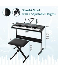 Hongge 61-Key Electronic Keyboard Piano Starter Set with Stand Bench and Headphones