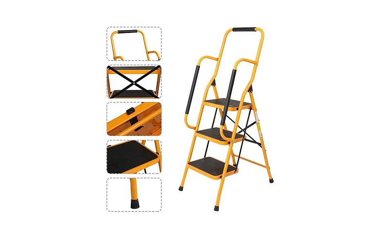 Slickblue 3 Step Ladder Portable Lightweight Step Stool