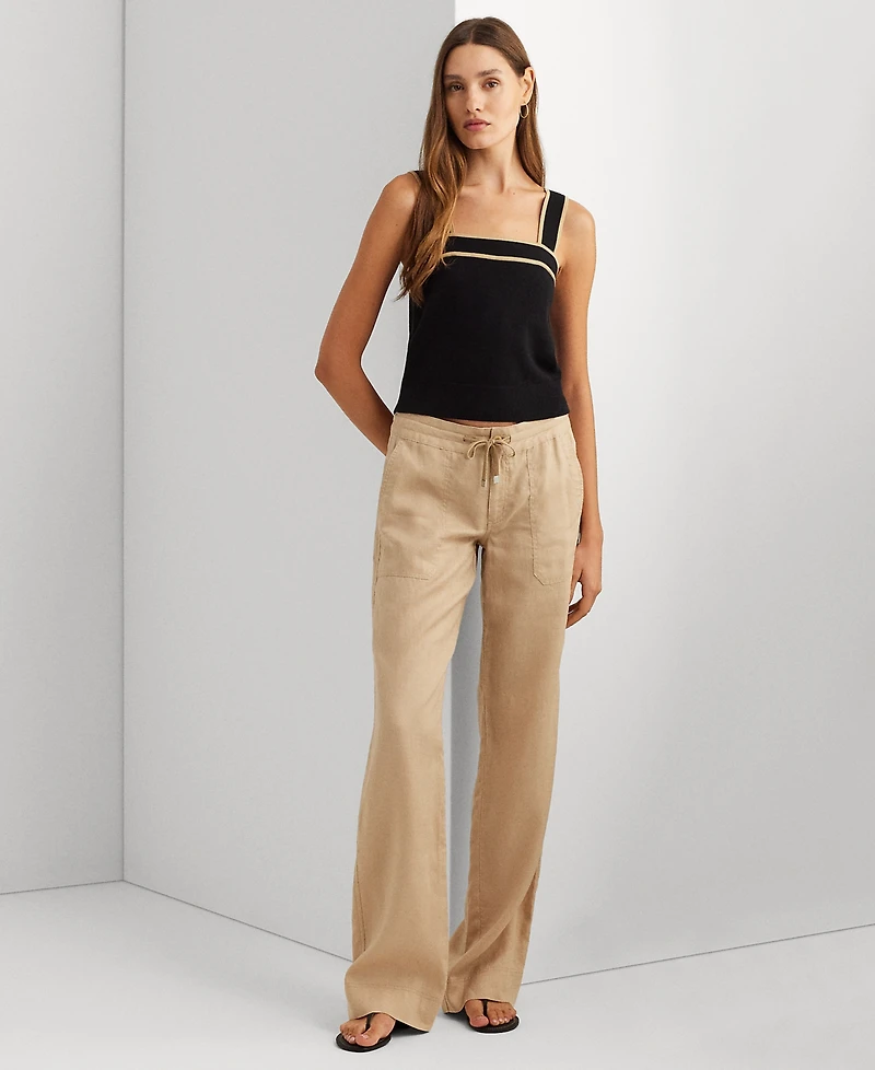 Lauren Ralph Petite 100% Linen Wide-Leg Pants