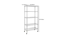 Slickblue 5-Tier Nsf-Certified Steel Wire Shelving with Wheels - Chrome