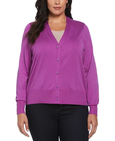 Rafaella Plus Size Enamel Button Cardigan Sweater