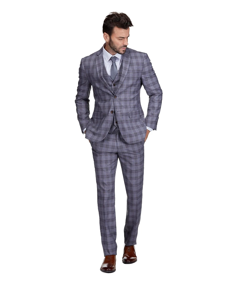 Gino Vitale Men's 3-Piece Slim Fit Check Suit