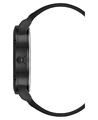 Steve Madden Men's Sleek Black Faux Leather and Dark Gray Alloy Metal Watch, 48.5mm