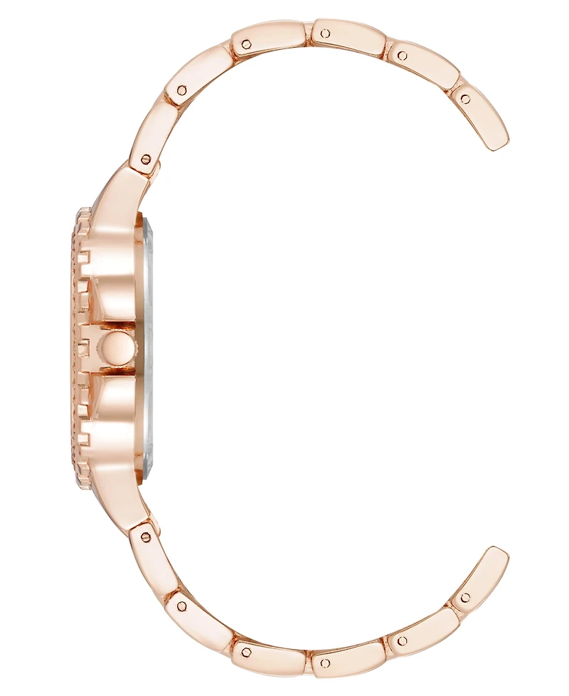 Steve Madden Women's Charming Navy and Rose Gold-Tone Alloy Metal Bracelet Watch, 38mm