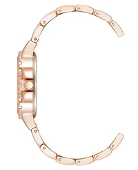 Steve Madden Women's Charming Navy and Rose Gold-Tone Alloy Metal Bracelet Watch, 38mm