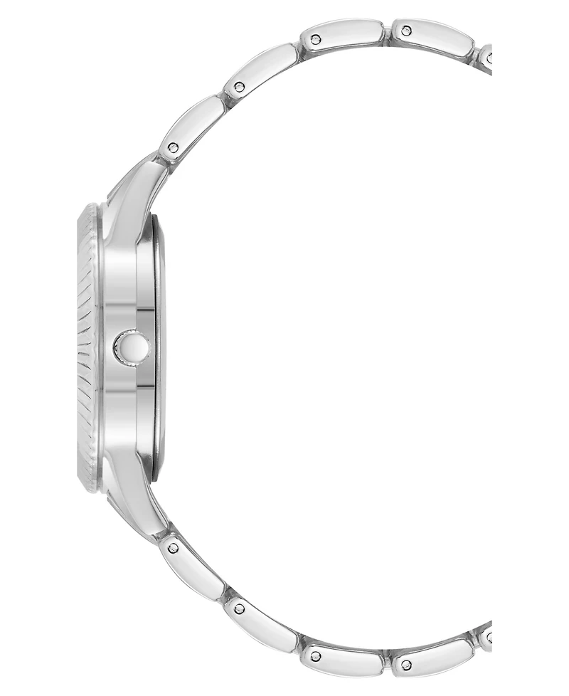 Steve Madden Women's Coin Edge Silver-Tone Alloy Metal Bracelet Watch, 36mm