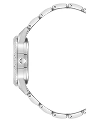Steve Madden Women's Coin Edge Silver-Tone Alloy Metal Bracelet Watch, 36mm