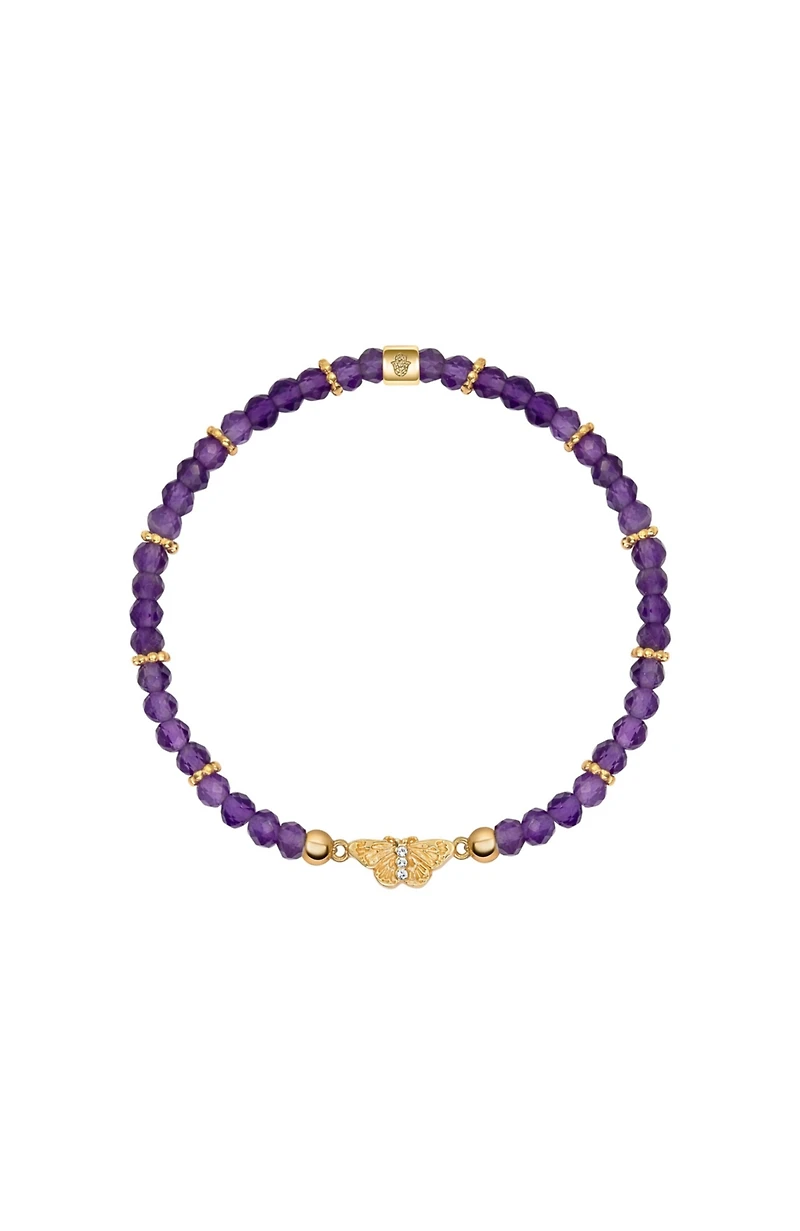 Spiritual Transformation - Amethyst Butterfly Charm Bracelet