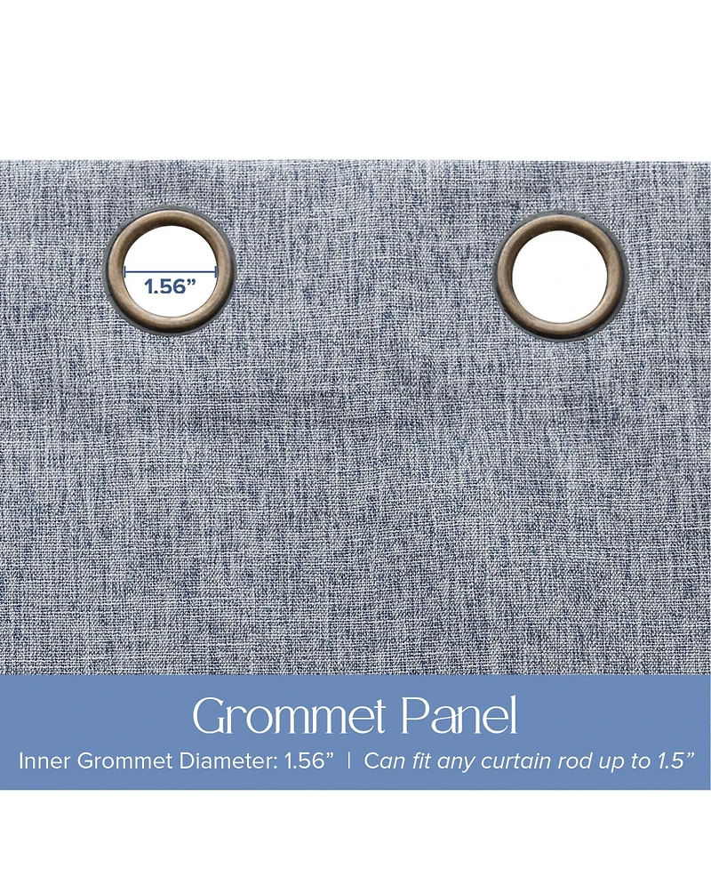 Linen Texture Blackout Grommet Curtains Pair(2 Panels