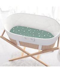 The Peanutshell Green Safari Bassinet Sheets for Newborn Baby Girl or Baby Boy, 4 Pack Set