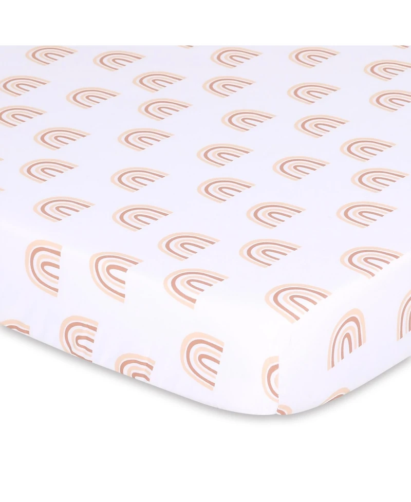 The Peanutshell Pack n Play, Mini Crib, Portable Crib or Fitted Playard Sheets for Baby Girl or Boy, 3 Pack Set, Clay, Rust, and White Boho