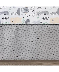 The Peanutshell Grey, Tan and Green Woodscape 5 Piece Crib Bedding Set for Baby Boys or Girls, Nursery Set with Blanket