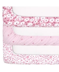 The Peanutshell Pack n Play, Mini Crib, Portable Crib or Fitted Playard Sheets for Baby Girl, Daisy, 3 Pack Set