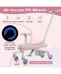 2-in-1 Kids Ride-on Push Car with Led Lighted Wheels Removable & Adjustable Handle