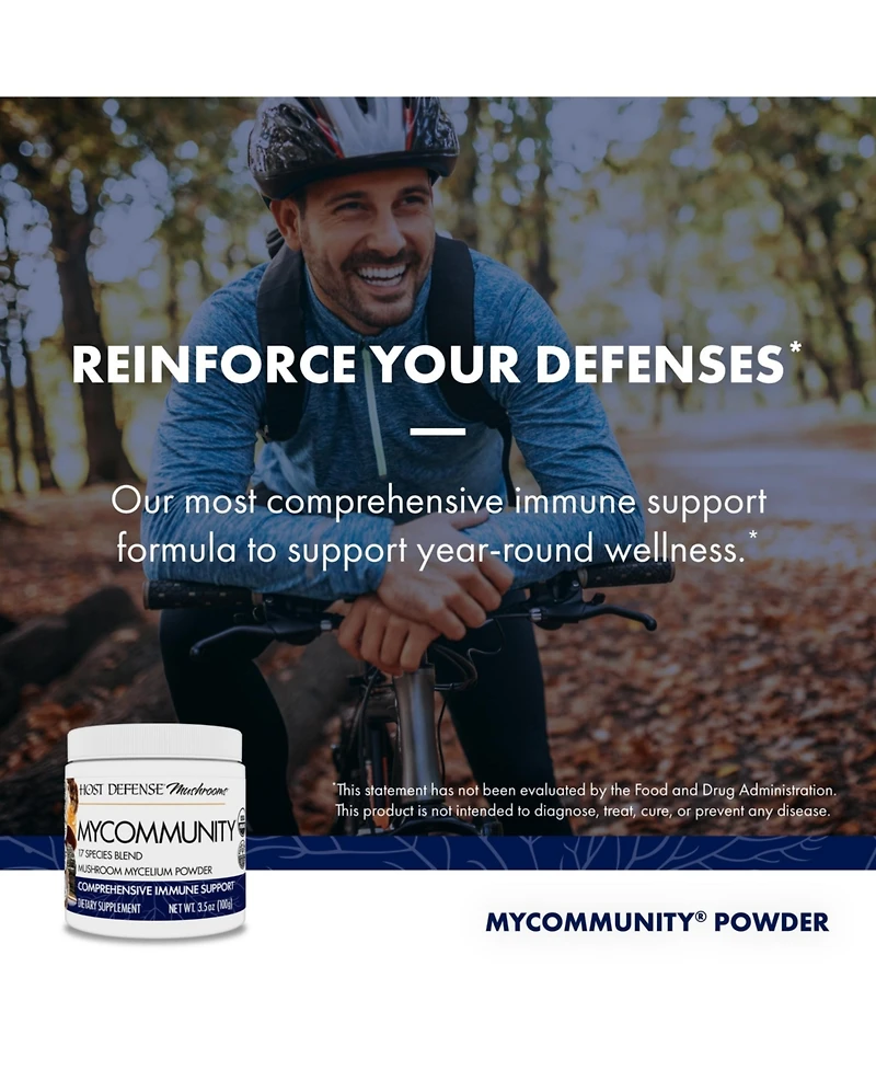 Host Defense MyCommunity Powder - 17 Species Blend Mushroom Supplement for Immune Support
