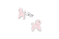 Lily Nily Girls Pink Poodle Stud Earrings in Sterling Silver