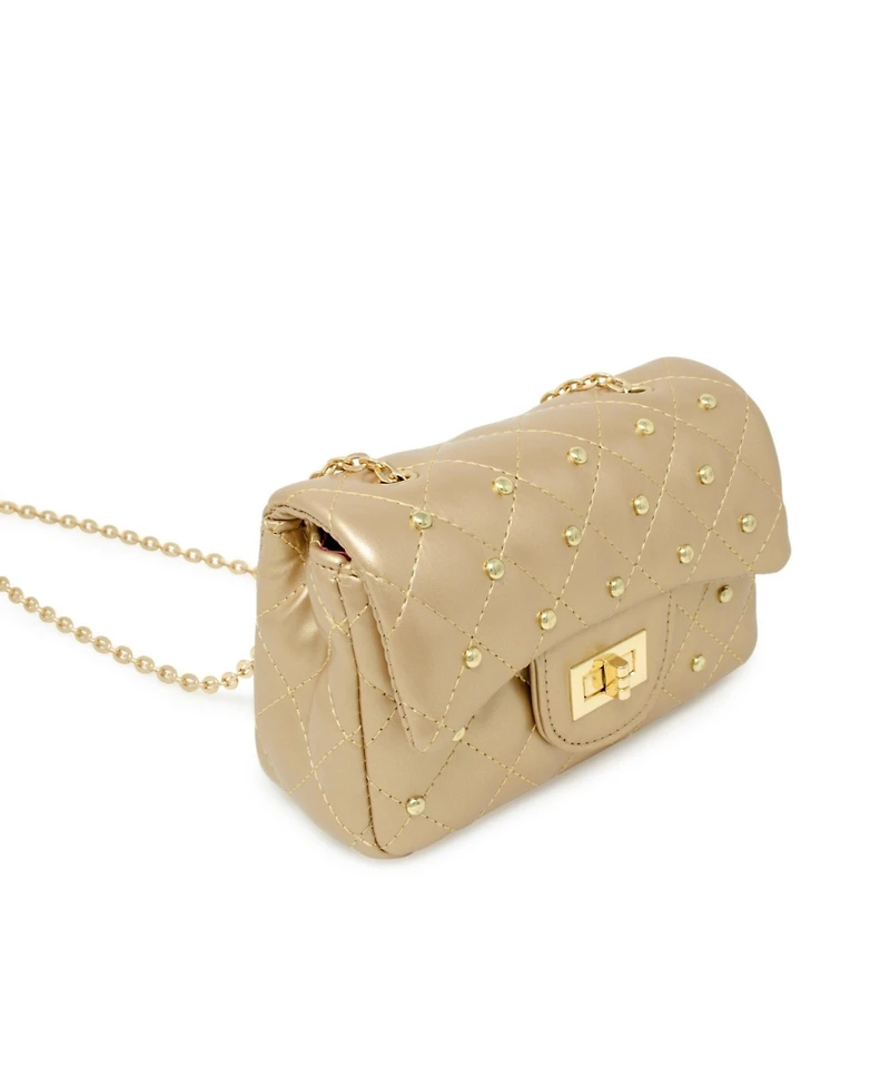 Tiny Treats + Zomi Gems Girls Classic Quilted Stud Handbag, Gold