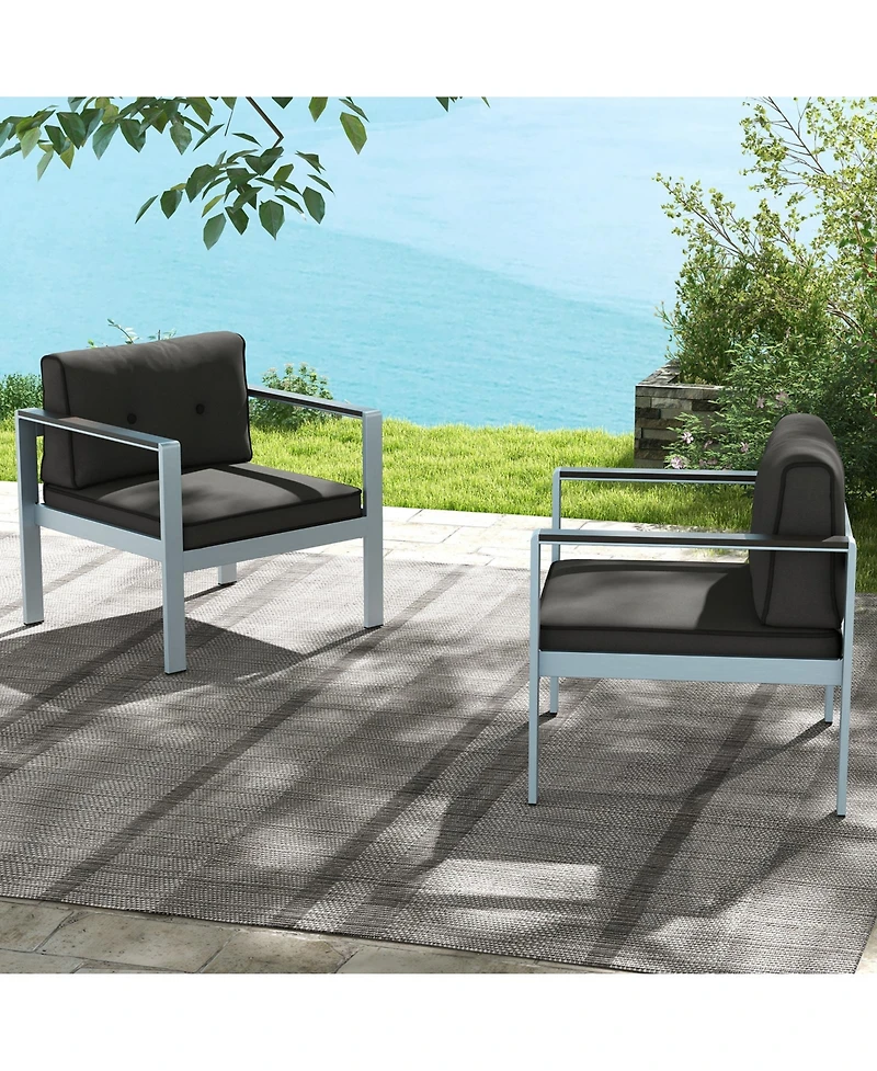 Sugift Contemporary Sofa Chair with Wpc Armrests and Back Cushions