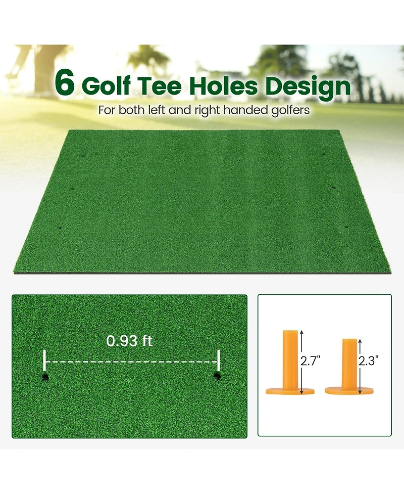 Hongge Artificial Turf Mat for Indoor and Outdoor Golf Practice Includes 2 Rubber Tees and 2 Alignment Sticks-32mm