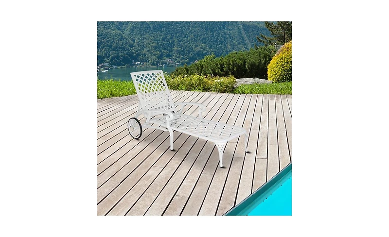 Slickblue Adjustable Cast Aluminum Lying Bed for Courtyards Stylish and Comfortable Outdoor Relaxation