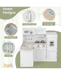 Hongge Kids Kitchen Playset Conor Kitchen Toy with Realistic Microwave and Oven Stove