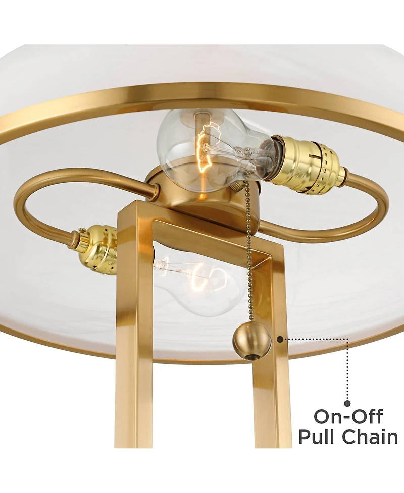 Ramses 25 1/2" High Modern Table Lamp Usb Port Ac Power Outlet Pull Chain Gold Metal Single White Alabaster Dome Shade Living Room Charging Bedroom Be