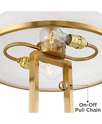 Ramses 25 1/2" High Modern Table Lamp Usb Port Ac Power Outlet Pull Chain Gold Metal Single White Alabaster Dome Shade Living Room Charging Bedroom Be